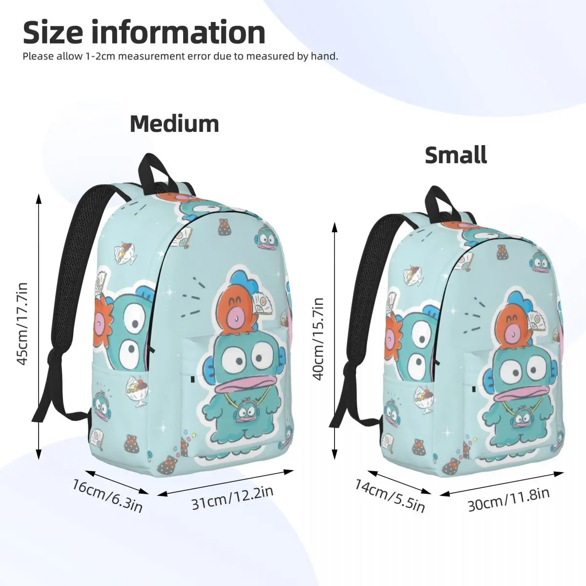 Hangyodon para homens mulheres estudantes sacos de livro escolar bonito dos desenhos animados mochila médio alto faculdade viagem