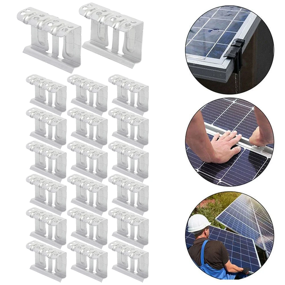 20pc Solar Photovoltaic Water Guide Clip Aluminum Alloy Water Guide Clamp For Solar Panel Edge Mud Drainage Buckle 30/33/35/40mm