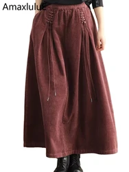 Max LuLu-Jupes en velours côtelé pour femmes, Streetwear, Élégant, Vintage, Décontracté, Taille élastique, Mode chinoise, Vêtements d'hiver, 2024
