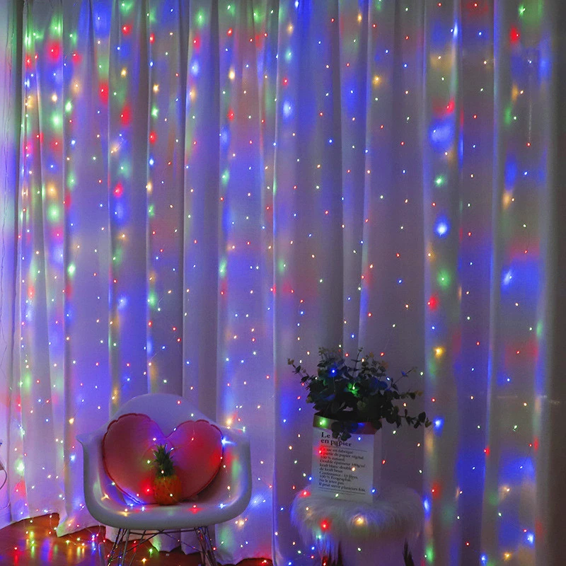 USB Powered Christmas Curtain String Lights with Remote Control LED Hanging Lighting Decor Wedding Bedroom Holiday Indoor Party