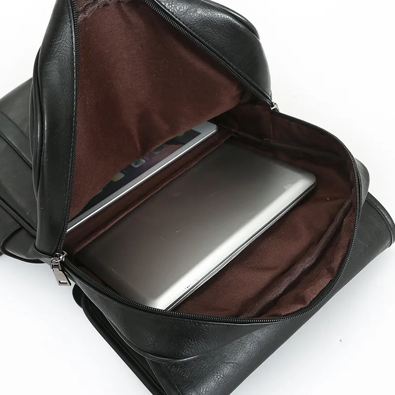 

Multifunctional Vintage Waterproof Backpack Men Luxury School Bags Leather Backpacks Travel Retro 15.6 Inch Laptop Bag For Men