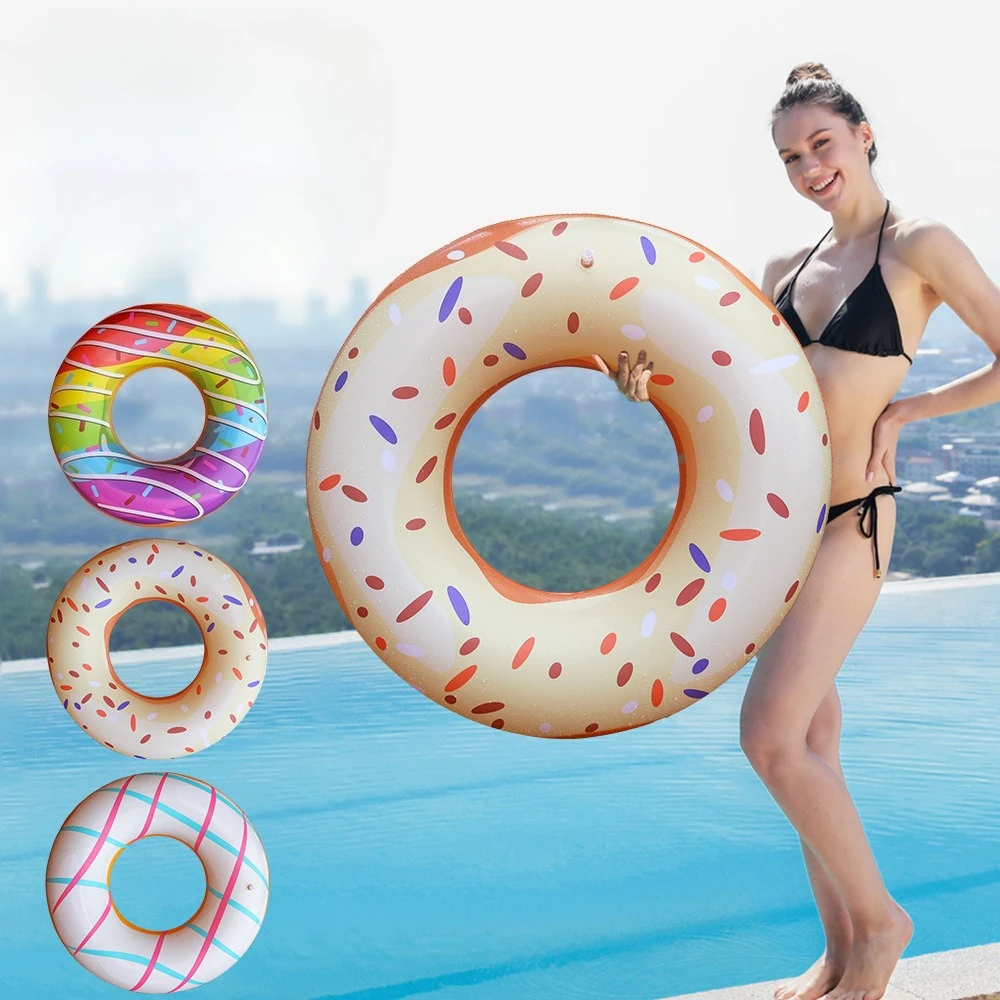 

Thickened PVC Donut Swimming Ring for Adults Inflatable Water Float Outdoor Swim