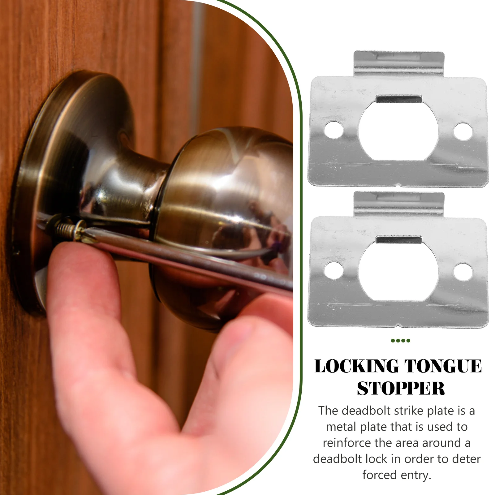 

2pcs Deadbolt Strike Plate Reinforcement Front Door Security Plate Durable Stainless Steel Door Plates Hardware Tools