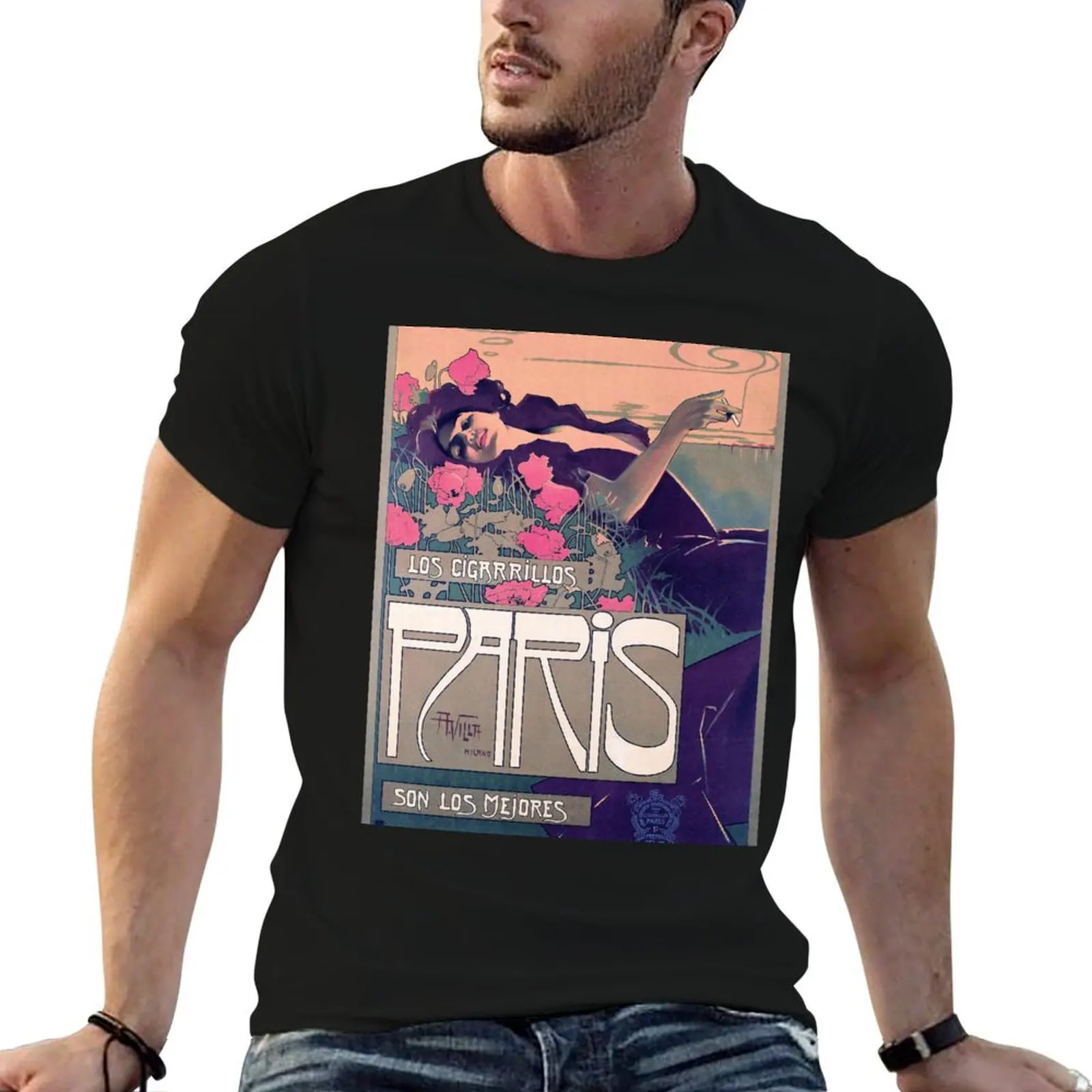 Poster Los Cigarillos Paris - A. Villa (new color rendition) T-Shirt cheap stuff anime t shirts sweat shirts, men