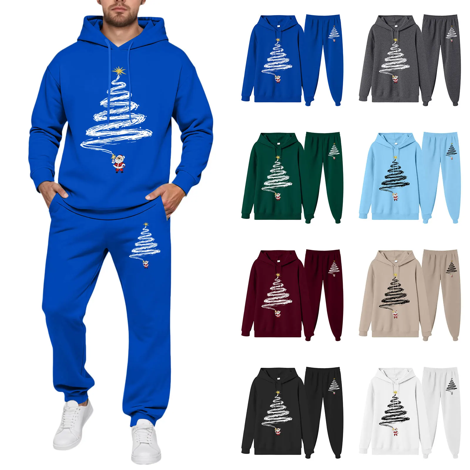 

Fleece Lined Hoodie and Jogger Pants Set with Print Men's Fleece Fleece Lined Hooded Sweatshirt and Jogger Pants Matching Outfit