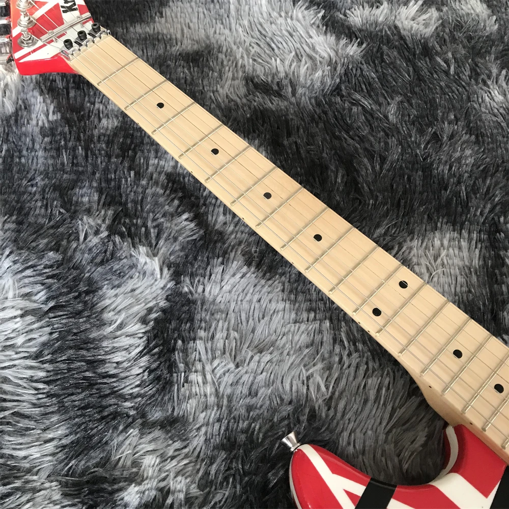 High-quality custom double-shake electric guitar red body red and white line graffiti double-shake vibrato system