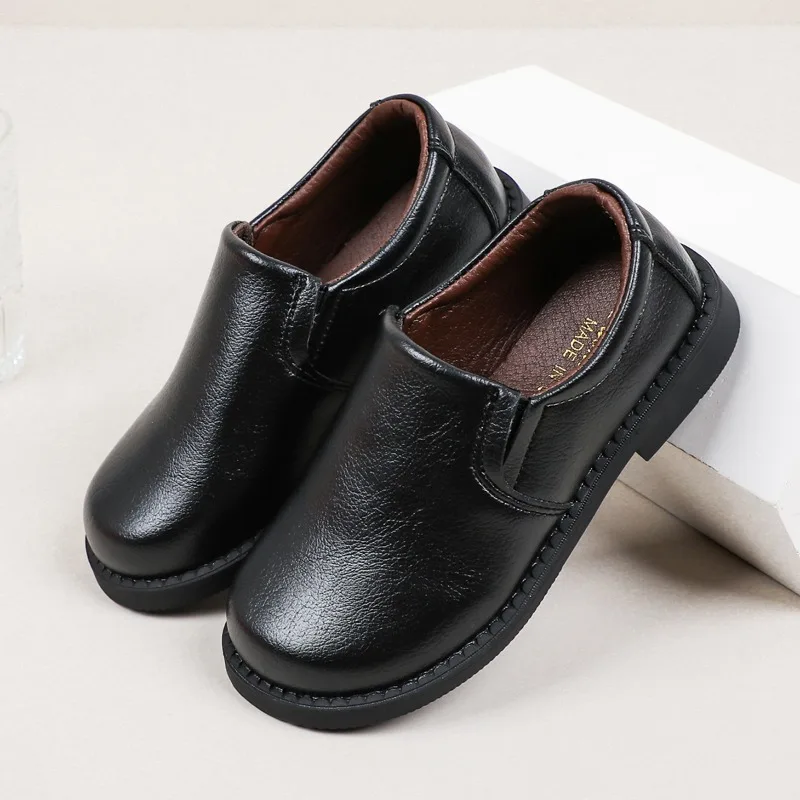 

Fashion Children Leather Shoes Simple Boys School Flat Shoes for Wedding Party Solid Color Causal Kids Catwalk Loafers Non-slip