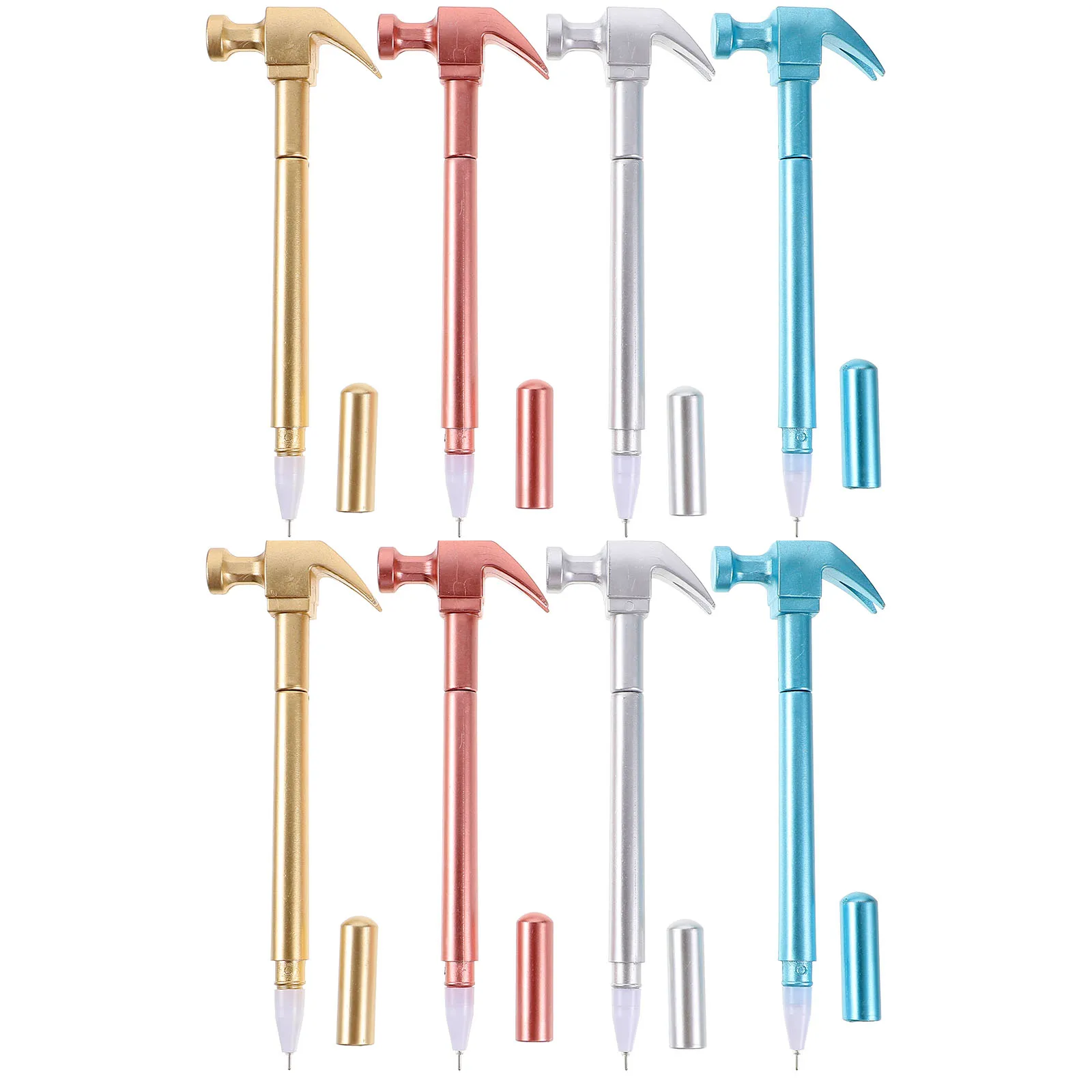 8pcs Gel Ink Funny Hammer Shape Covered For Student Writing Test Ergonomic Design Sign Construction Pen Gift Pen