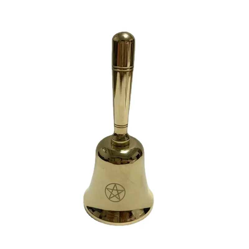 

Brass pentacle Hand Bell Prayer Bell Ringing For divination Meditation Pentagram wicca witchcraft supplies for altar