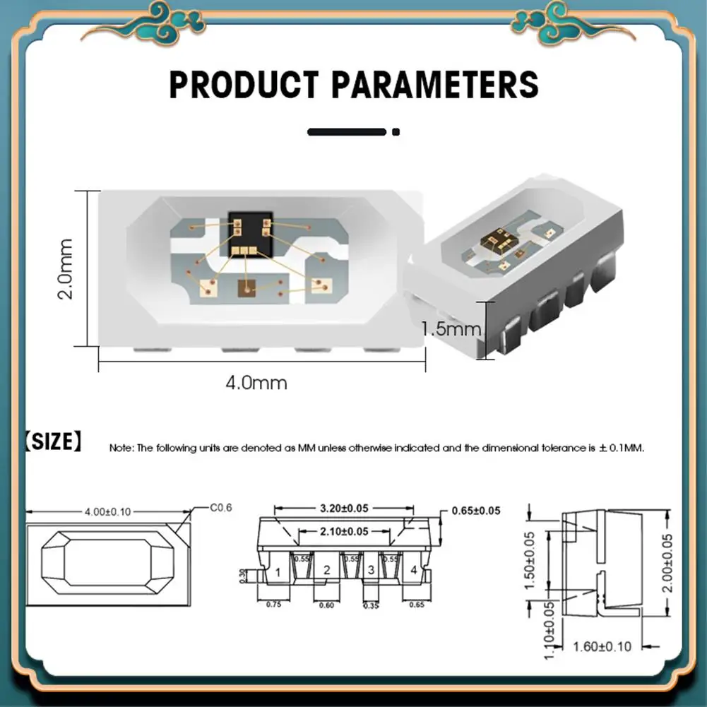 ABJG-100Pcs SK6812 SIDE-A SK6812 IC In LED Chip Side Lighting SMD 4020 RGB For Strip Display Screen Individually Addressable