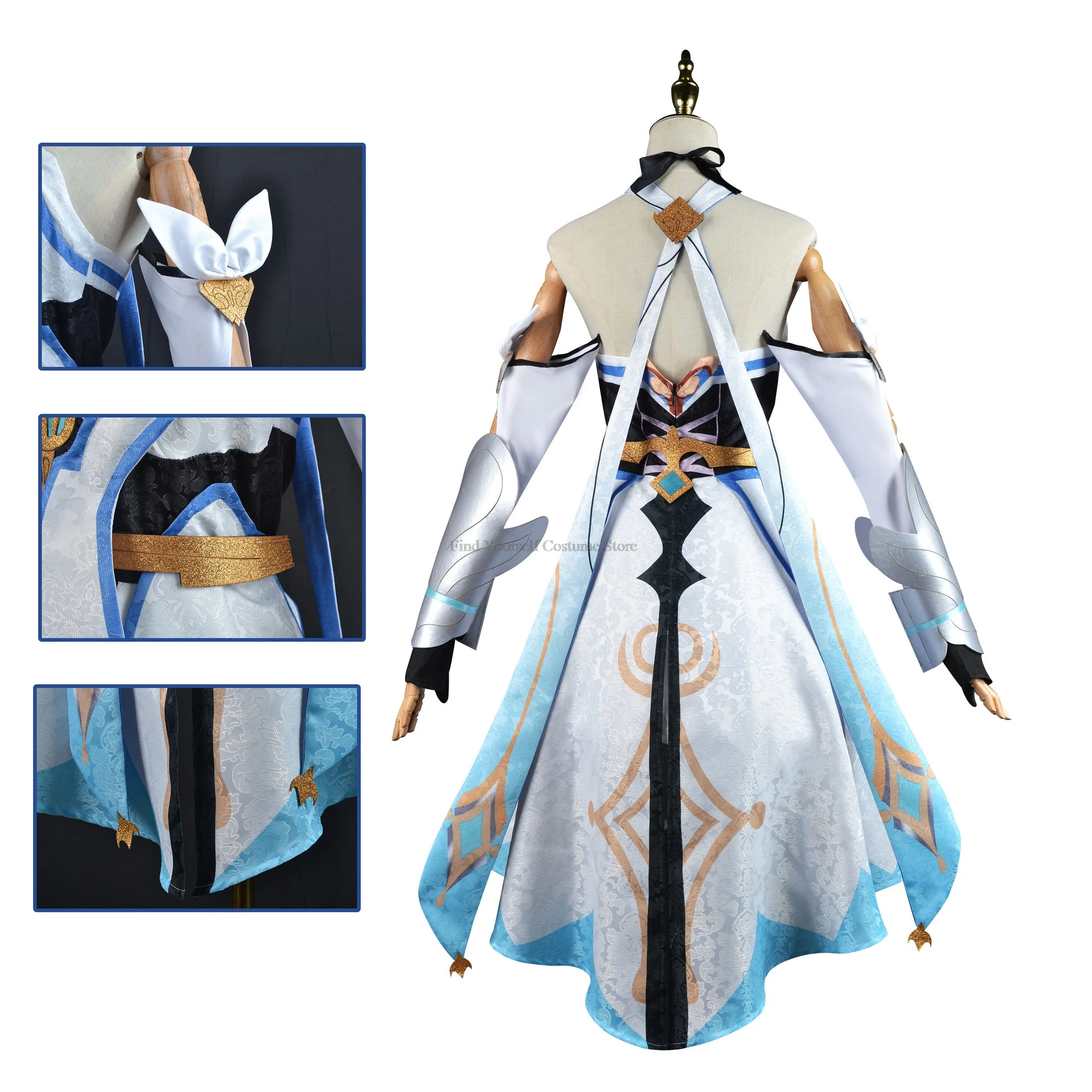 Genshin Impact Lumine Cosplay Traje Brilhante para Mulheres, Peruca De Alumina, Cabelo, Conjunto De Vestido De Viajante, Roupas De Festa De Halloween, Conjunto Completo, Venda Quente