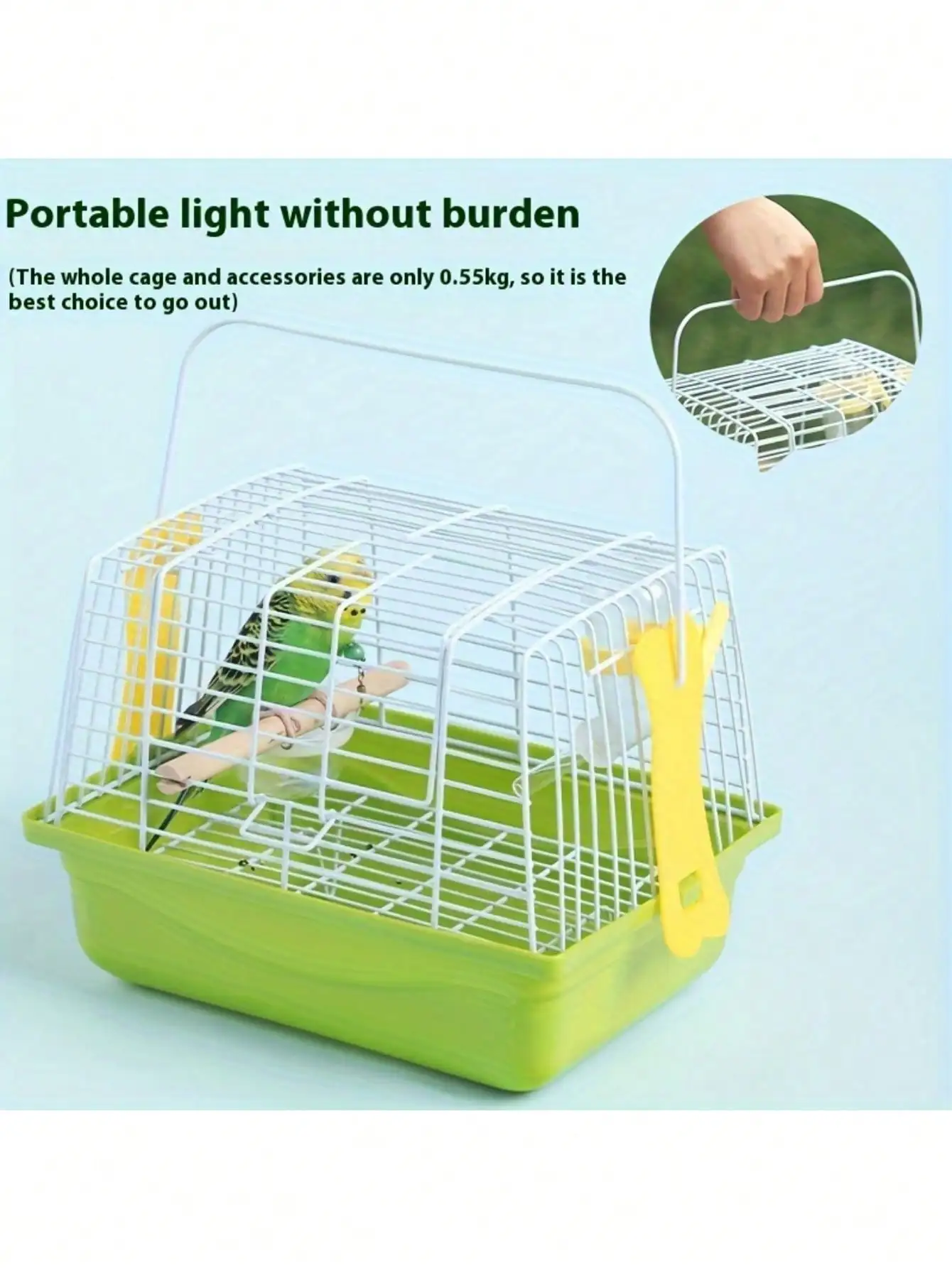 Birdcage For Parrots, With Handle( White Trace On Plastic Base Is Normal And Does Not Affect Appearance Or Use)