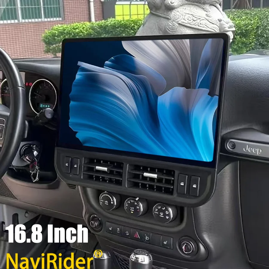 

16,8-дюймовый Android-экран для автомобильной магнитолы Jeep Wrangler 2011-2017, мультимедийный видеоплеер, стереосистема, GPS, CarPlay, DSP, навигация, головное устройство
