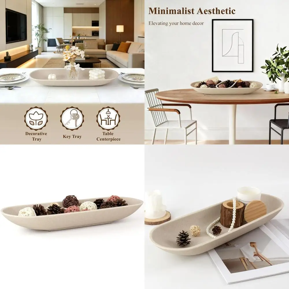 

Большая декоративная чаша для теста, 17,72 дюйма в ширину x 2,24 дюйма в высоту, бежевая, в минималистическом стиле, для украшения стола и домашнего декора