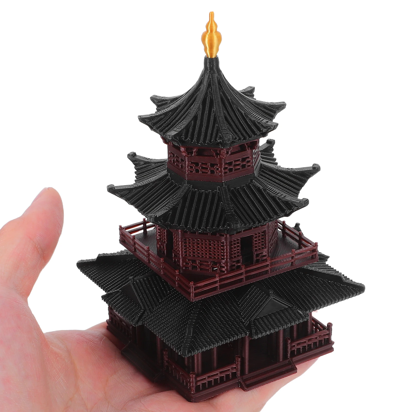 

Elegant Ancient Style Pavilion Ornament Mini Zen Garden Decoration Home Office Desk Display Handmade Faux Mountain Bonsai Asian