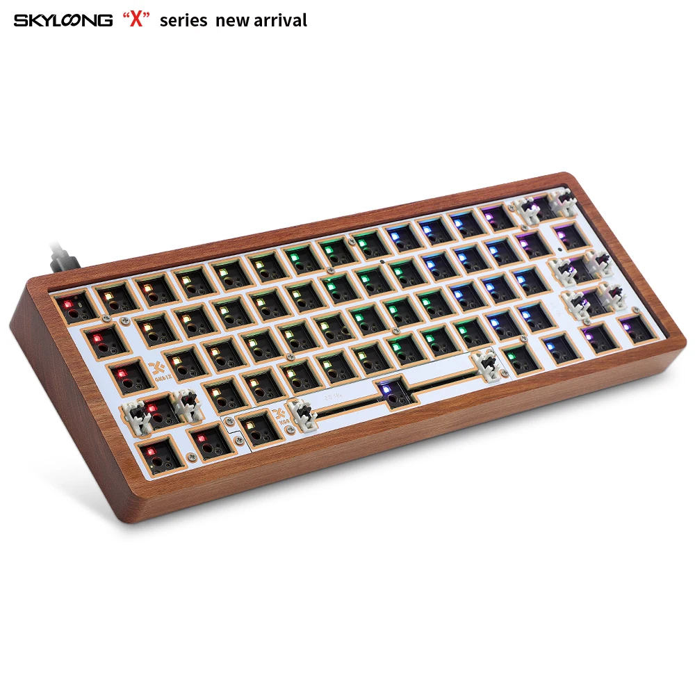 Imagem -02 - Skyloong Gk61 Gk61x 60 Kit Teclado de Madeira Mecânica Hotswap Teclado Gk61 Versão Atualização Teclado Compatível mx Switches