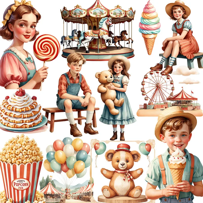 Happy Amusement Park Stickers Crafts And Scrapbooking stickers kids toys book Decorative sticker DIY Stationery