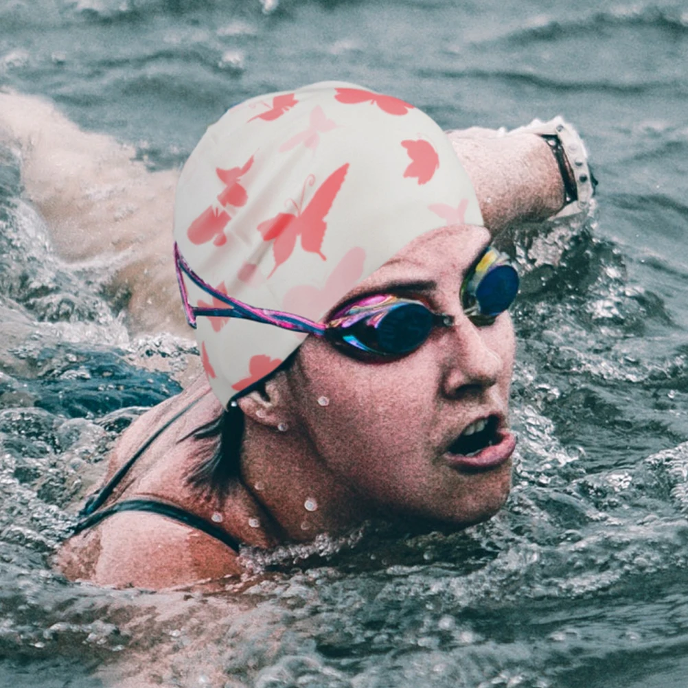 

2pcs Silicone Swimming Cap For Adults Waterproof Swim Hat Pool Cap Unisex Swim Cover For Men Women Large Fit Comfortable Design