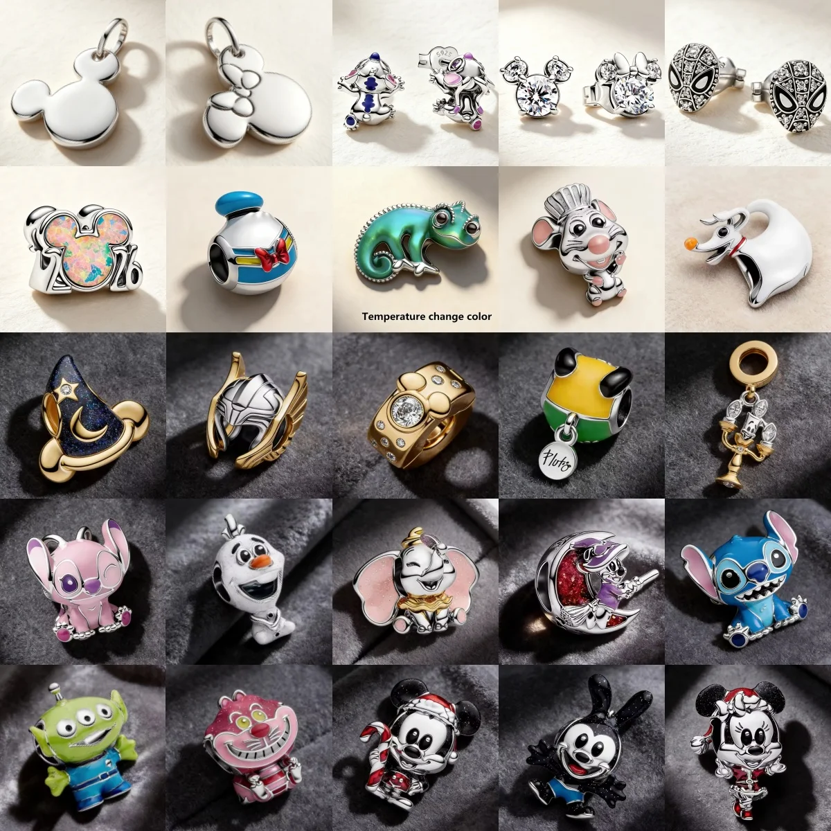 Nuevo Colgante de Plata 925 de 2026 con Diseño de Camaleón, Dumbo, Stitch, Candelabro, Perla, Joyería Original para Pulsera, Regalo de Joyería DIY para Mujer