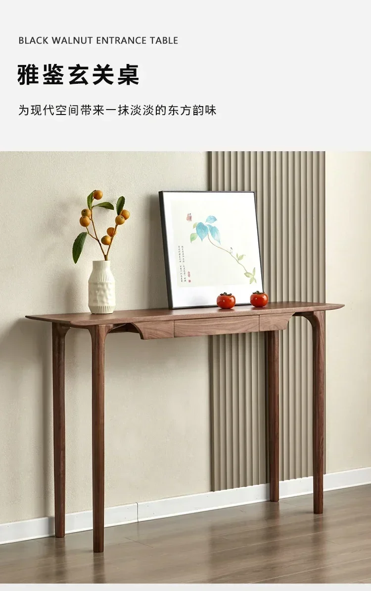 North America a Long Narrow Table Nordic Style Entrance Foyer Zen Narrow Table New Chinese Style Solid Wood Wall Console Tables