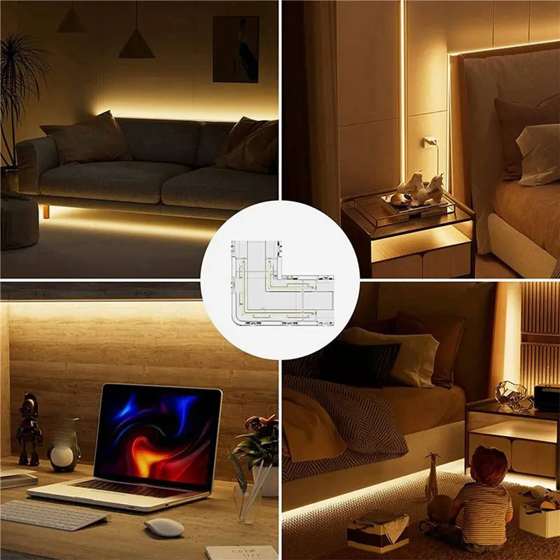 DT17 3 Set 8mm COB LED Strip Connector Kit 8 L-Shaped Corner Connector 2 Gapless Connector for COB LED Strip Lights