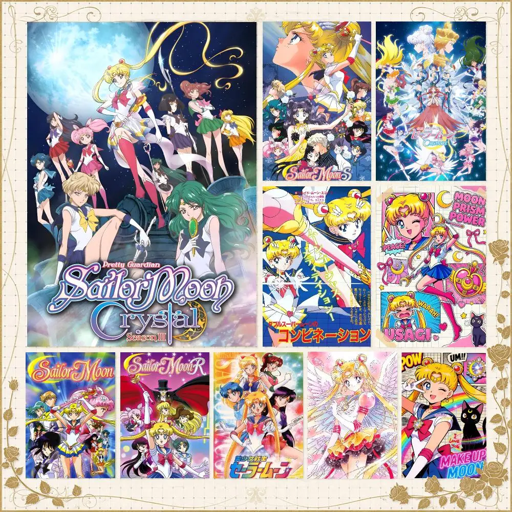 Anime S-Sailor Moon Magisches Mädchen Klassisches Poster Wandkunst Schlafzimmer Wohnzimmer Studentenwohnheim Bar Café Fitnessstudio Studio Heimdekoration Geschenke