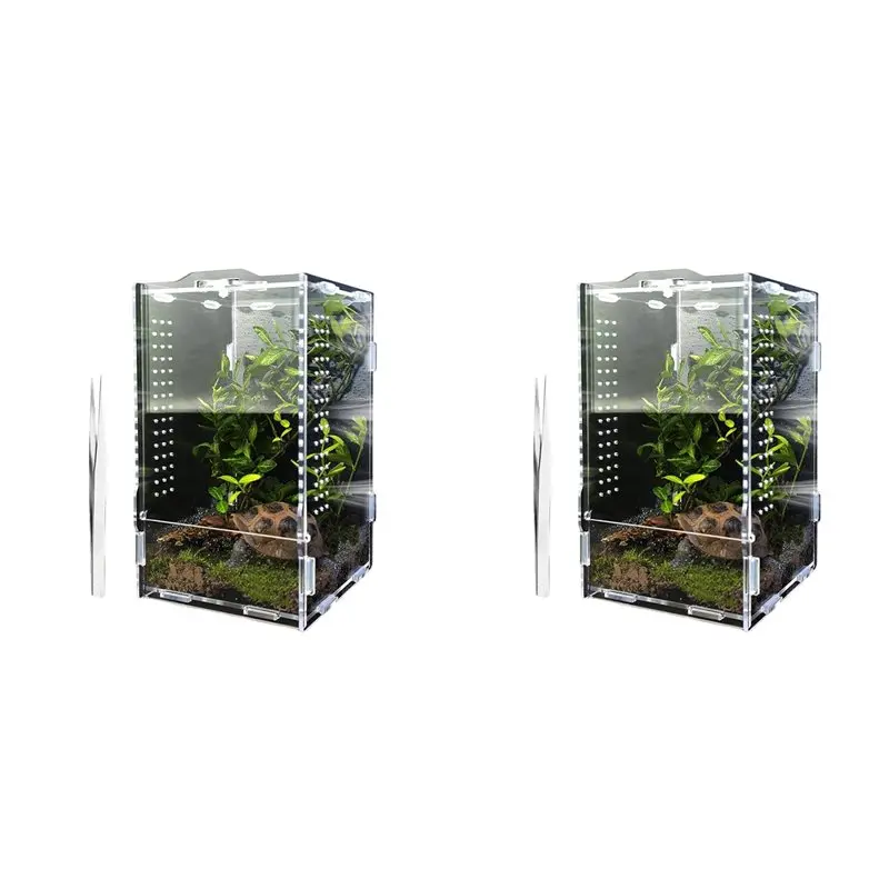 

【ORNAMENT】2X Террариум для прыгающих пауков, большой акриловый террариум для тарантулов, аксессуары для прыгающих пауков, террариум для рептилий