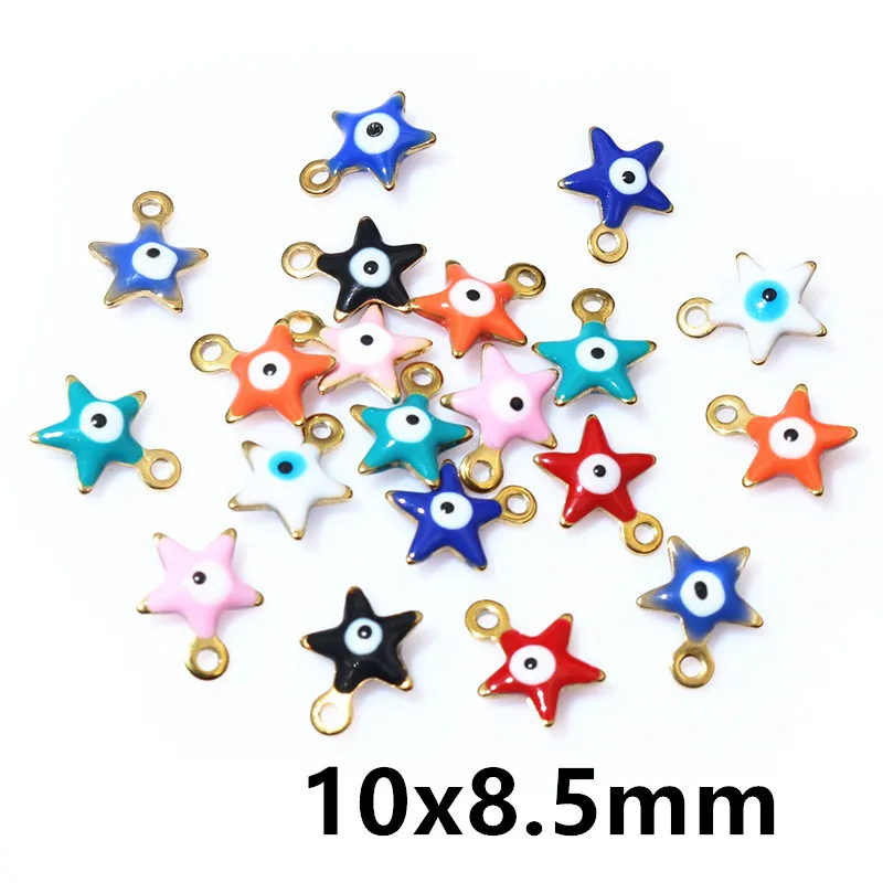 20pcs Random Mix Cute Stainless Steel Enamel Charms Pendant Fish Starfish Flower Evil Eyes DIY Jewelry Making Accessories - view 4