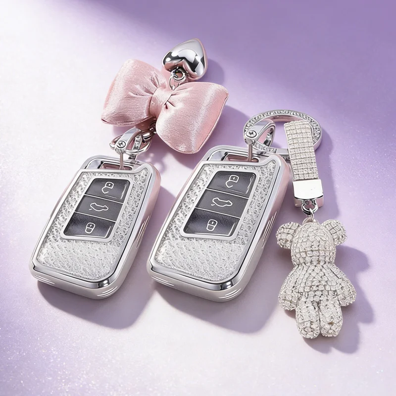 Crystal TPU Key Case for VW for Volkswagen for Magotan GTE Passat B6 B7 B8 CC Skoda Fabia Superb Kodiaq A7 Key Cover Fob Holder