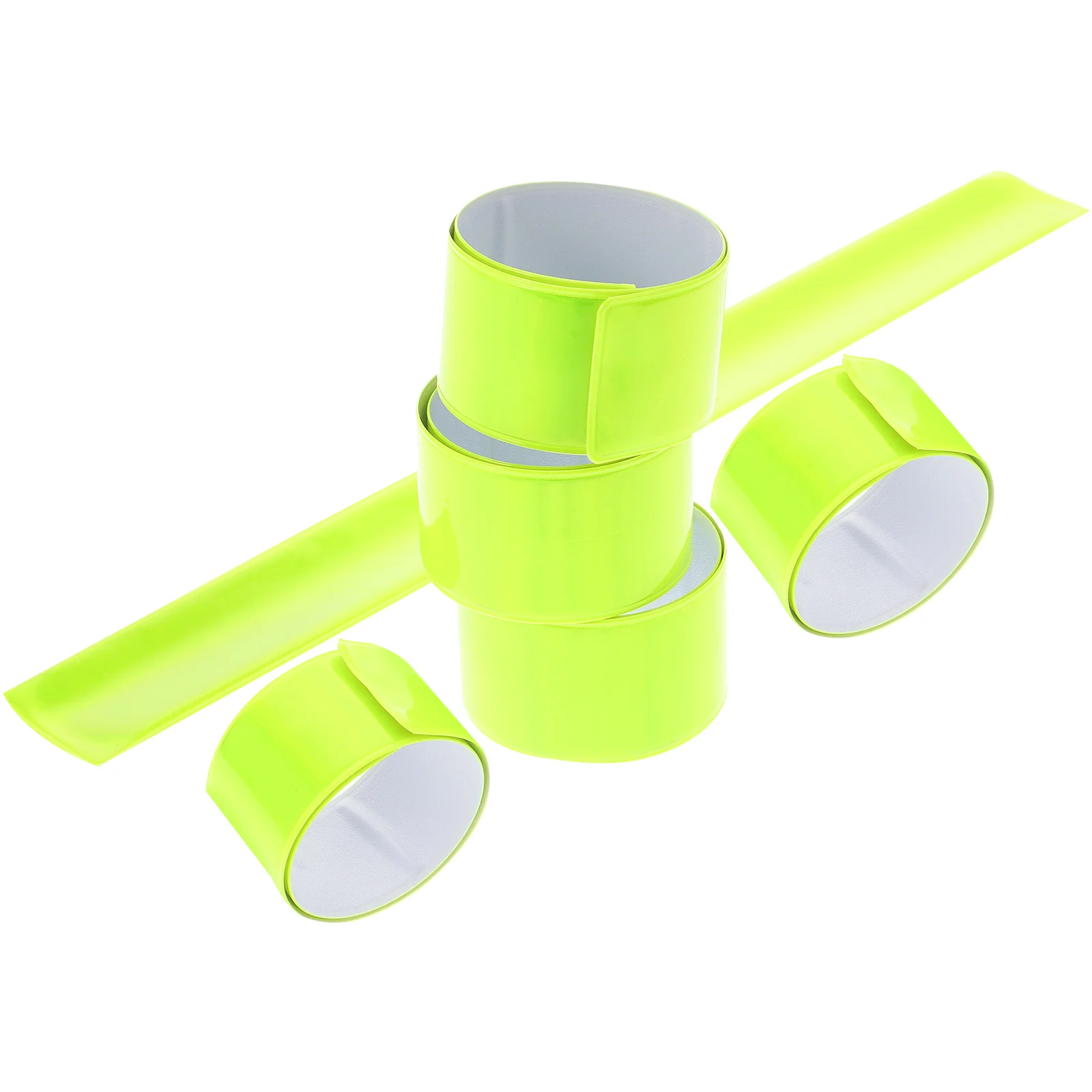 

6pcs Reflective Snap Bands High Visibility Safety Wristbands Night Running Biking Eco Friendly Fluorescent Green Random Back