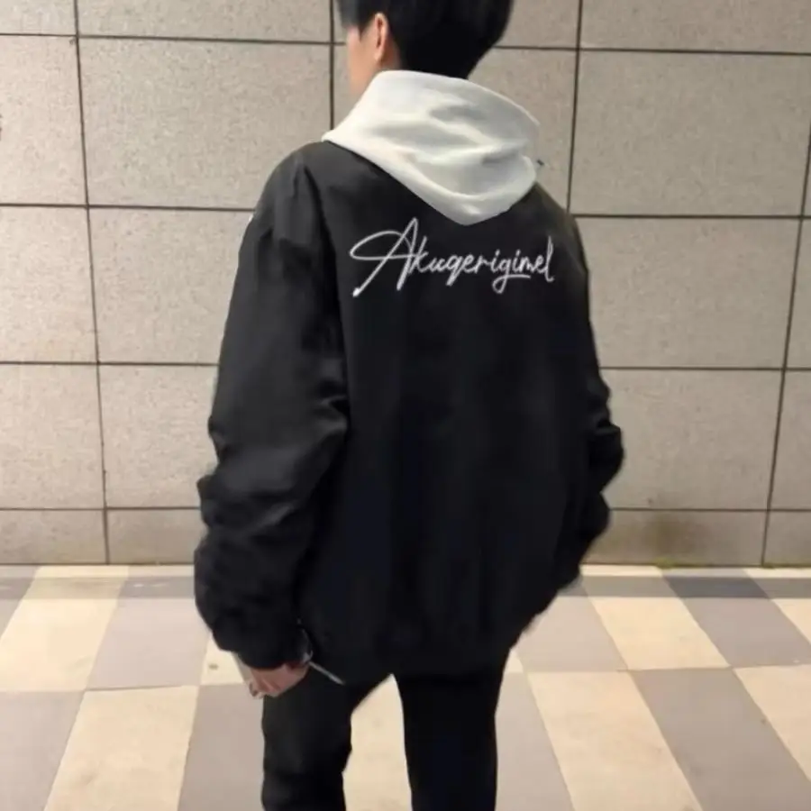 

Retro American Bla Pilot Jaet Men's Spring Autumn High Street Hiphop Trendy Baseball Outfit Couple's Outerwear