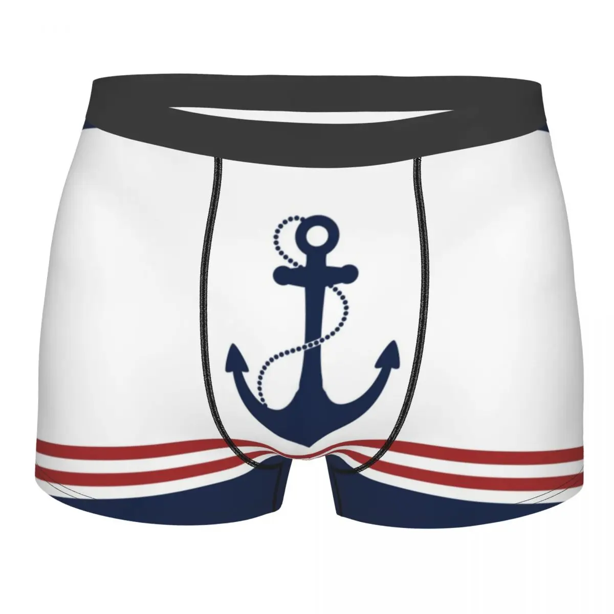 Men Nautical Anchor Underwear Navy Sexy Boxer Shorts Panties Homme Breathable Underpants S-XXL