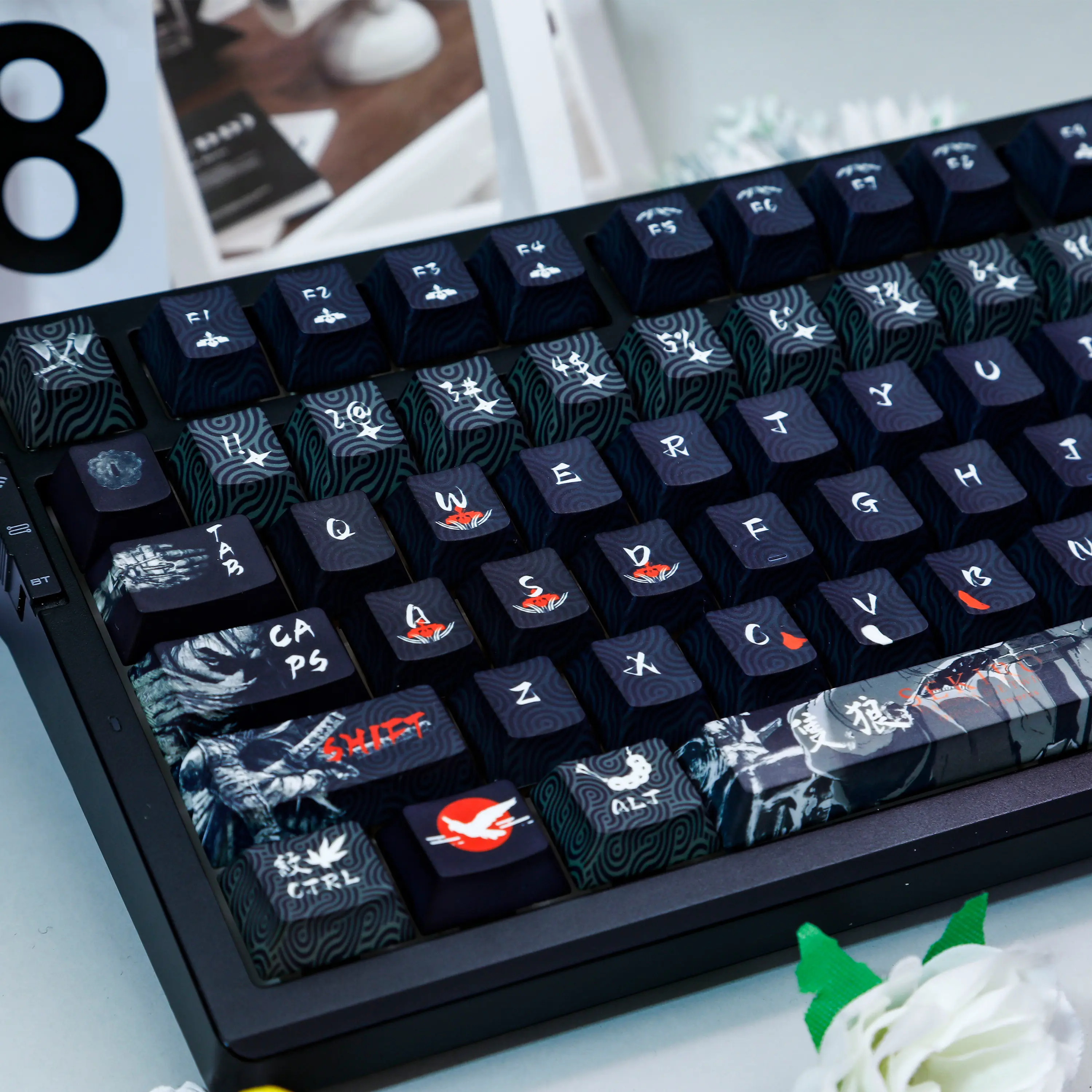 120 Keys ‌Sekiro: Shadows Die Twice Keycap Sekiro Keycaps せきろう Japan Anime PBT Cherry Profile for ANSI Made68 Mad68 Wooting60