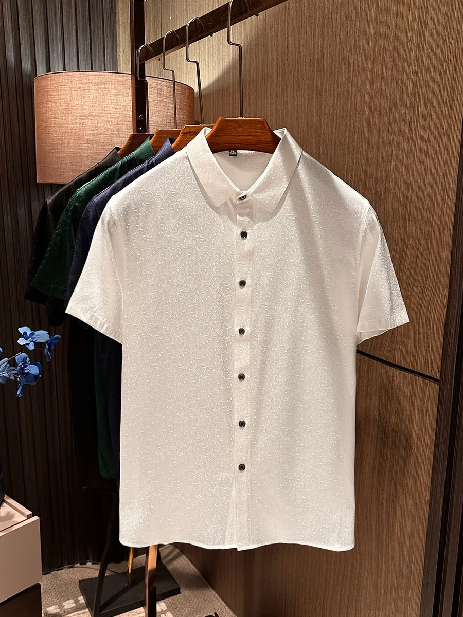 

High-Quali Silk ort Sve irt for Men Faionable Urban Sle Breathable Spring Autumn Season Plant Floral Pa...