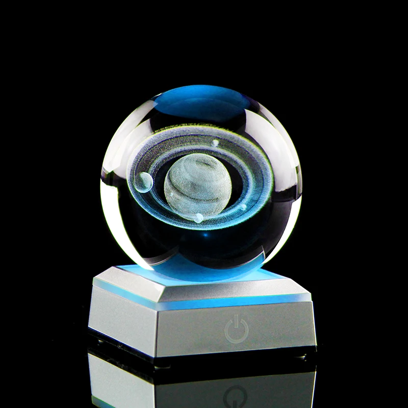 3D Laser Engraved Saturn Crystal ball Miniature Universe Model Planet Glass Ball Global Home Decoration Planetarium Gift