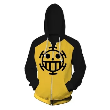 Anime One Piece 3D Hoodie Sweatshirts Trafalgar Law Cosplay Pirates Of Heart Thin Men Y2k Clothes New in Sweatshirts & Hoodie