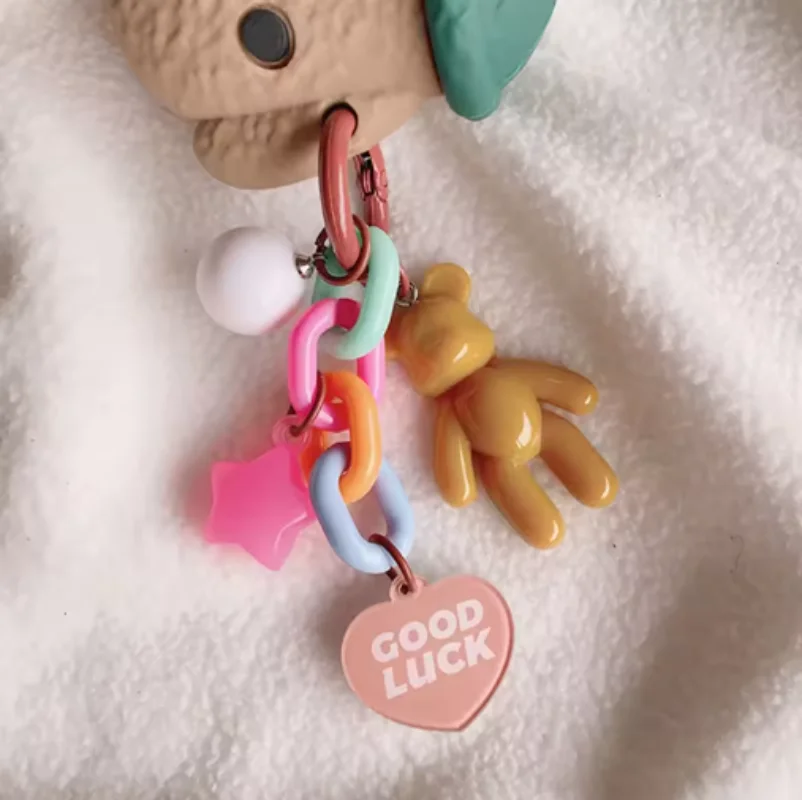 Kreative Nette Bär Schlüsselbund Bunte Bär Tasche Dekoration Zubehör Für Frauen Mädchen Mode Kopfhörer Schutzhülle Anhänger