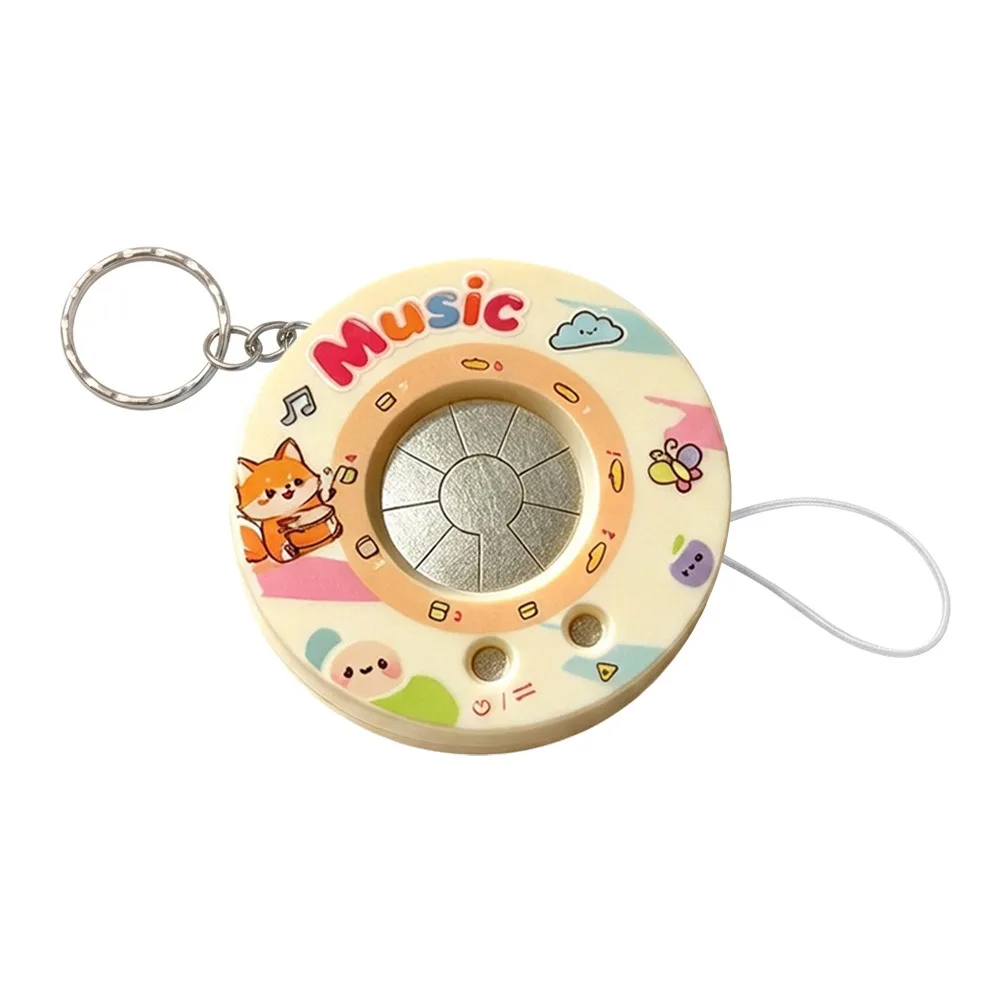 Gifts Cartoon Mini Piano Keychain Playable Keyboard Round Shape Drum Kit Keychain Plastic Cute Style Musical Party Favor