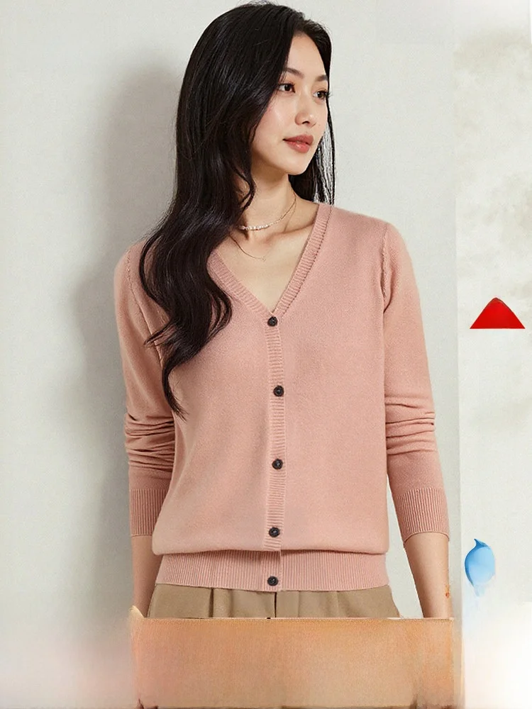 

Ele V-Ne Knitted Open Cardigan Women's Loose Fit Slimming Faionable Autumn New Arrival Snow Flng Polyester Fiber