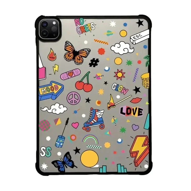 Graffiti Sticker Acrylic iPad Case for iPad Air 4 Air 5 10.9inch iPad Pro 2020 2021 2022 11inch 12.9inch Protective Cover Shell