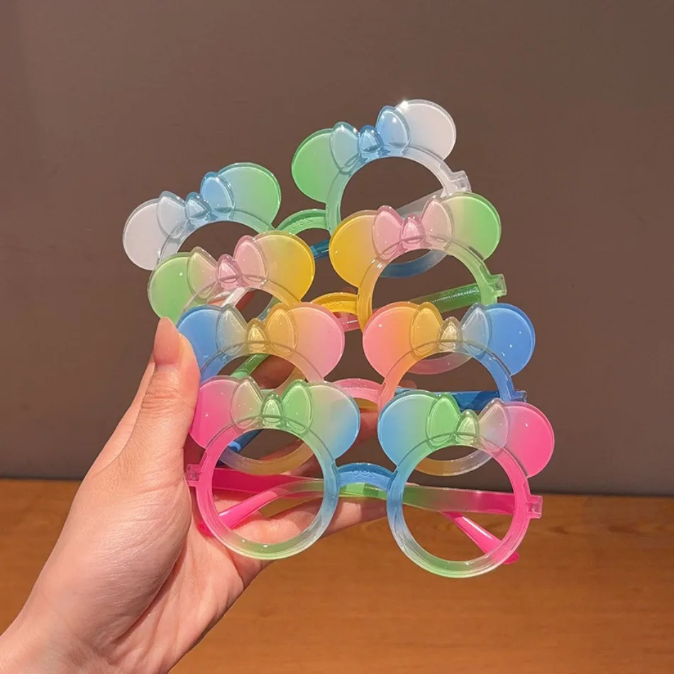Kids Photography Props Little Girl Mouse Ear Shape Cartoon Coloful Gradient Glasses Cute Children Boys and Girls Glasses HP01