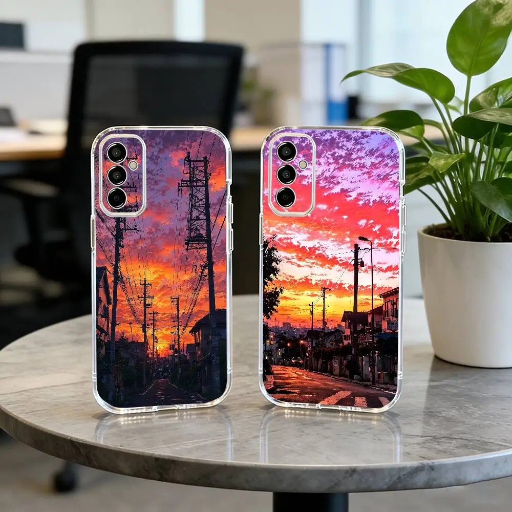 

Sunset Phone Case Transparent Silicone Soft For SamsungA10,12,20,21S,30,31,40,50,51,52,70,71