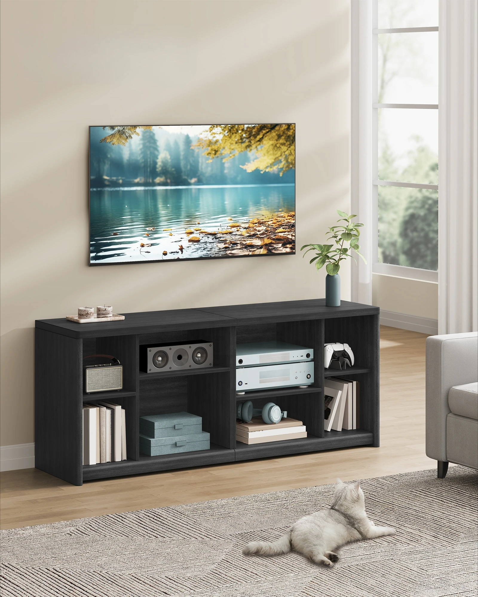 Easy to Assemble TV Cabinet for Living Room Bedroom Entertainment Center with Storage Shelves TV Stands