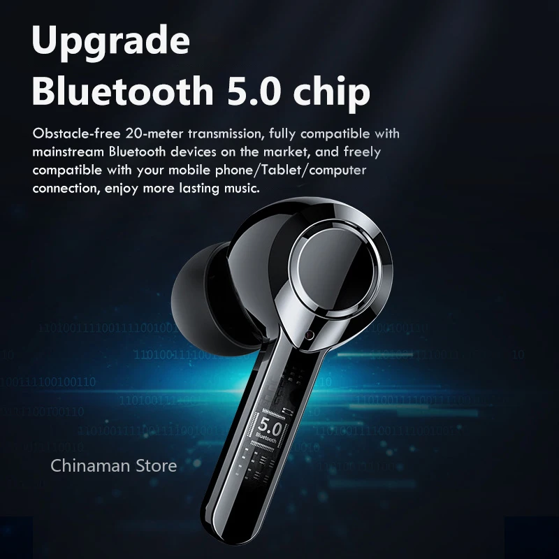 TWS bezprzewodowe słuchawki Bluetooth 5.0 LED etui z funkcją ładowania słuchawki bezprzewodowe radio z głębokim basem sportowe wodoodporne słuchawki z mikrofonem