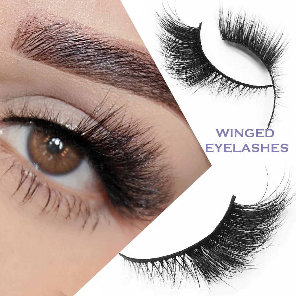 New Handmade Mink Eyelashes 3D Curl Winged Natural Realistic Messy End Eye Elongated Thick False Eyelashes Soft Fake Eyelashes