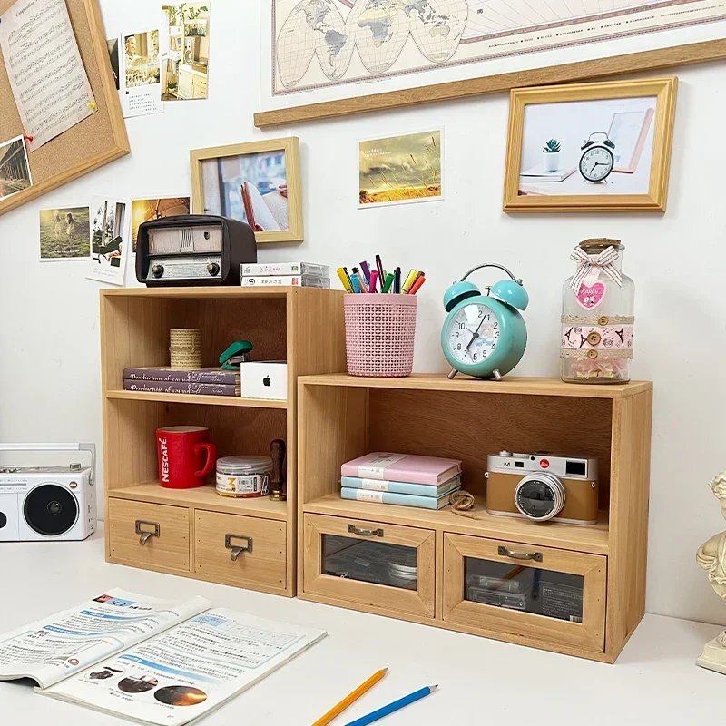 Sophisticated Solid Wood Partition Storage Box, Desk Stationery Sundries Organizer, Perfect for Home Office Use