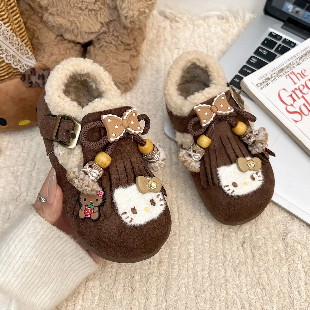 

Популярная детская утепленная обувь Sanrio Hello Kitty, повседневная студенческая нескользящая износостойкая удобная легкая детская обувь в стиле аниме