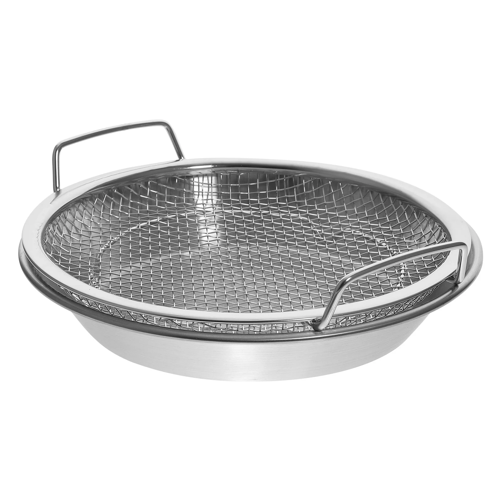 

Smokeless Grill Stovetop Drain Pan Bread Oven Snack Container Colander Crisper Tray Silver Stainless Steel Plate