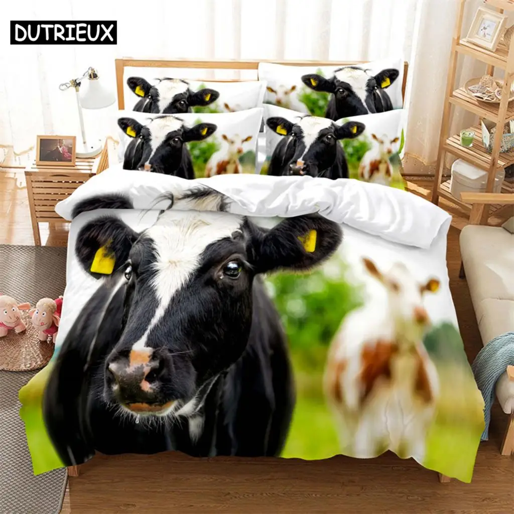 

Cows Bedding 3-piece Digital Printing Cartoon Plain Weave Craft For North America And Europe Bedding Set Queen