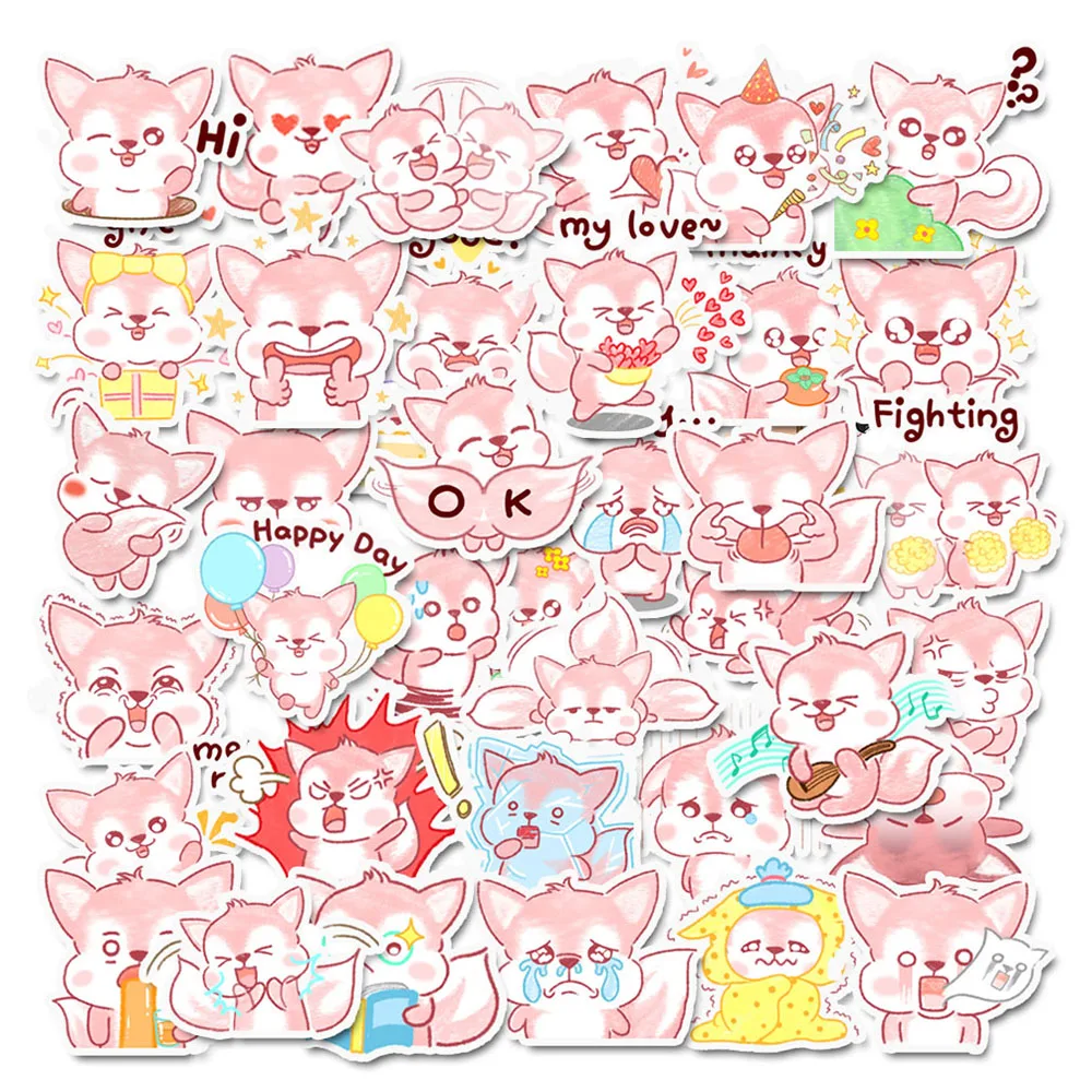 20/40pcs Adorable Fox Sticker Pack Small Decals for Scrapbook, Phone Case, DIY Card Making, Random Delivery& No Repeated